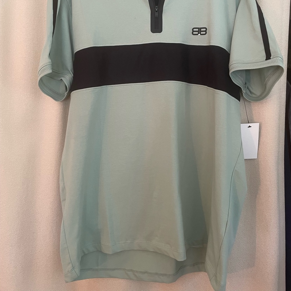 Men’s  New Green & Black Shirt with Zipper in the Front